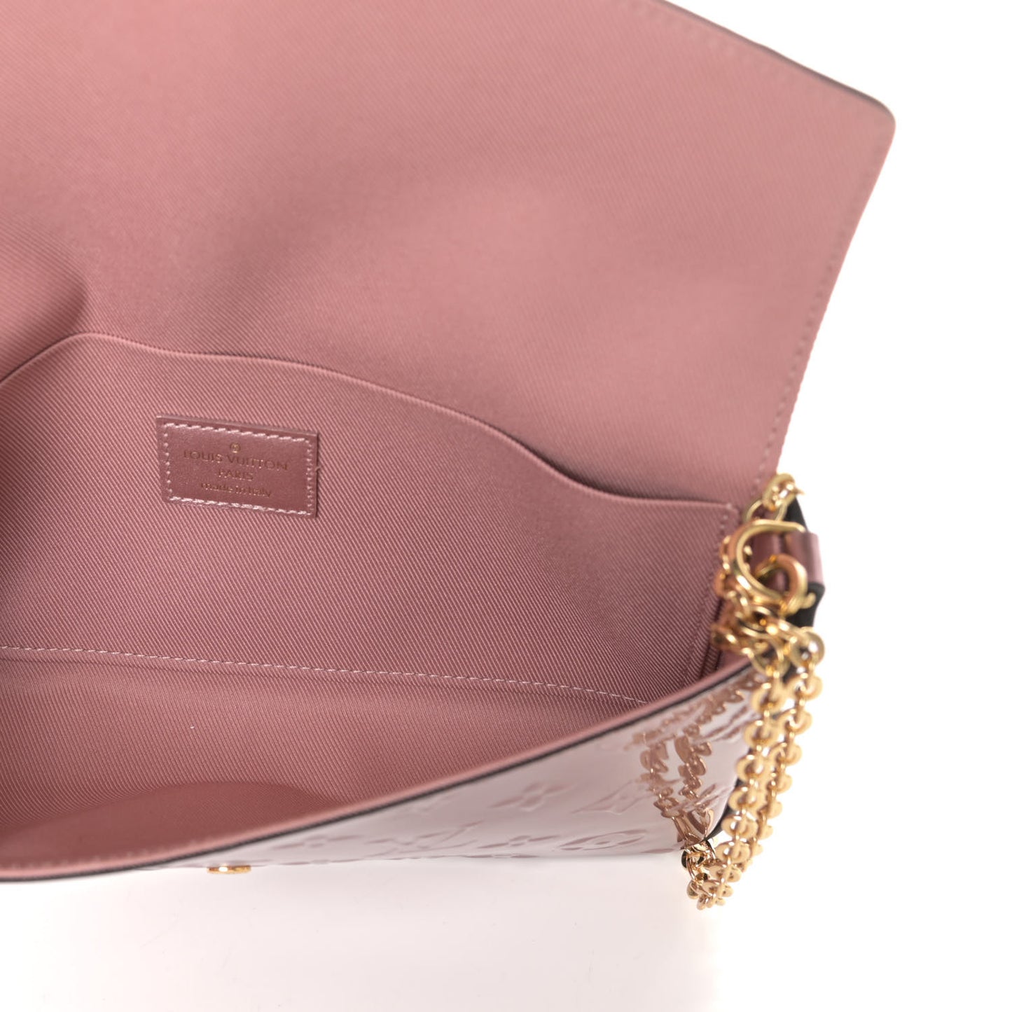 Vernis Pochette Felicie Chain Wallet Metallic Pale Pink