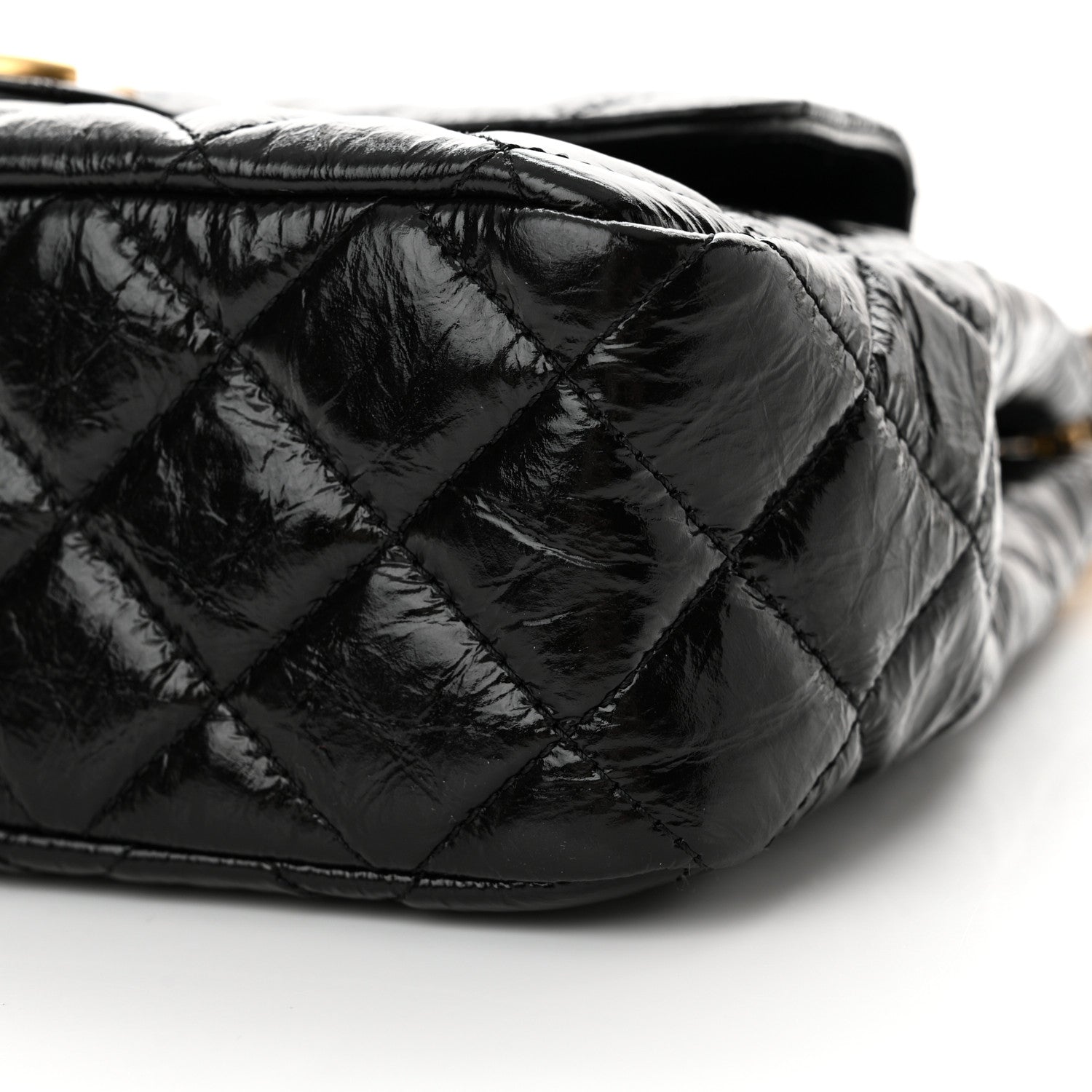 Chanel Shiny Crumpled Calfskin Quilted Wavy CC Hobo Black 9 of 10