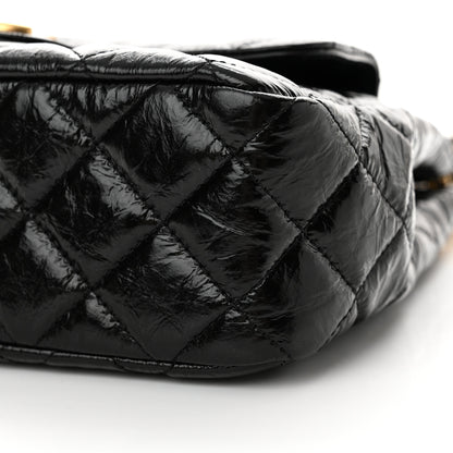 Chanel Shiny Crumpled Calfskin Quilted Wavy CC Hobo Black 9 of 10