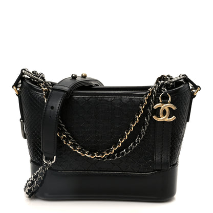 Chanel Snakeskin Patent Calfskin Small Gabrielle Hobo Black 1 of 10