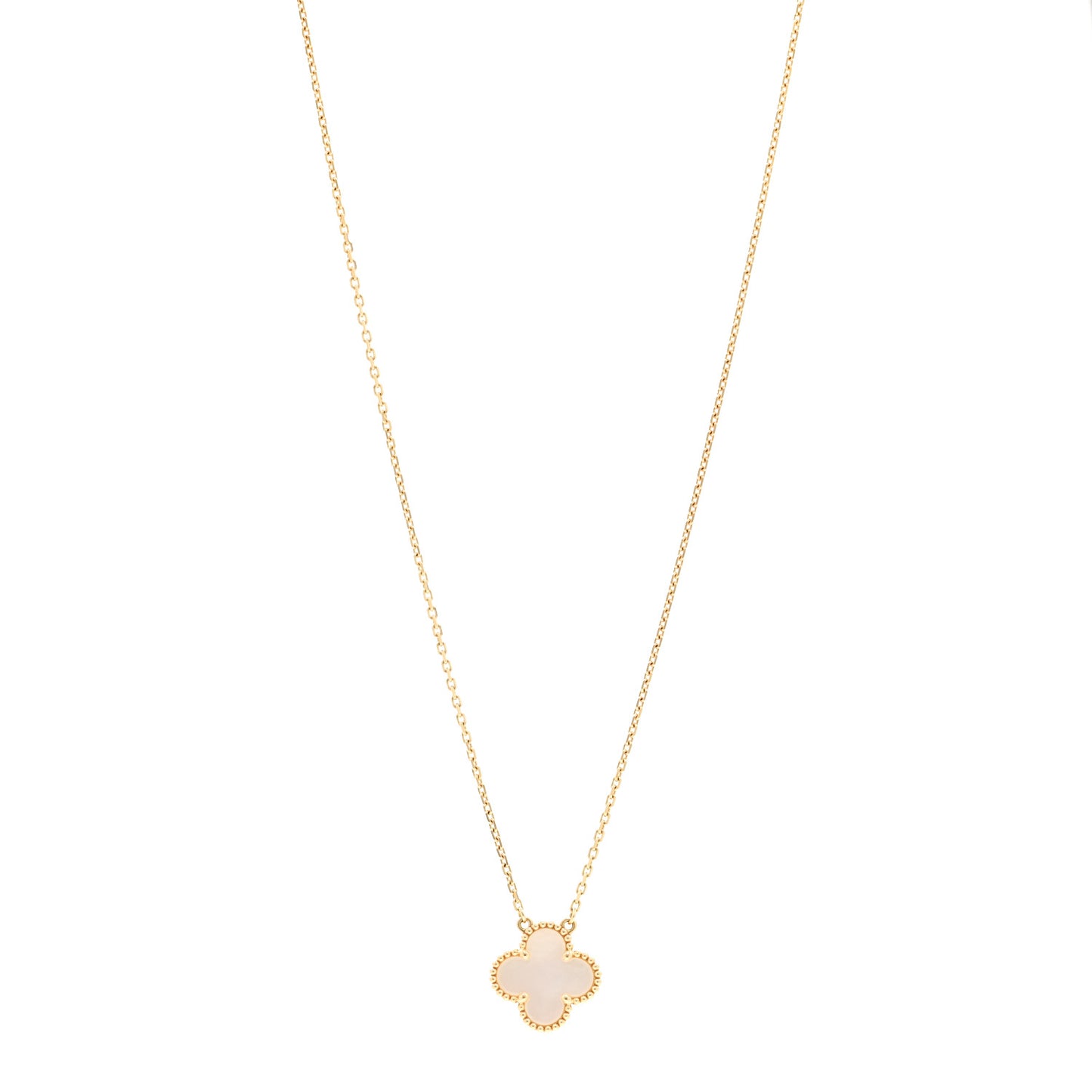 18K Yellow Gold Mother of Pearl Vintage Alhambra Pendant Necklace