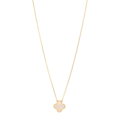 Van Cleef & Arpels 18K Yellow Gold Mother of Pearl Vintage Alhambra Pendant Necklace 1 of 6