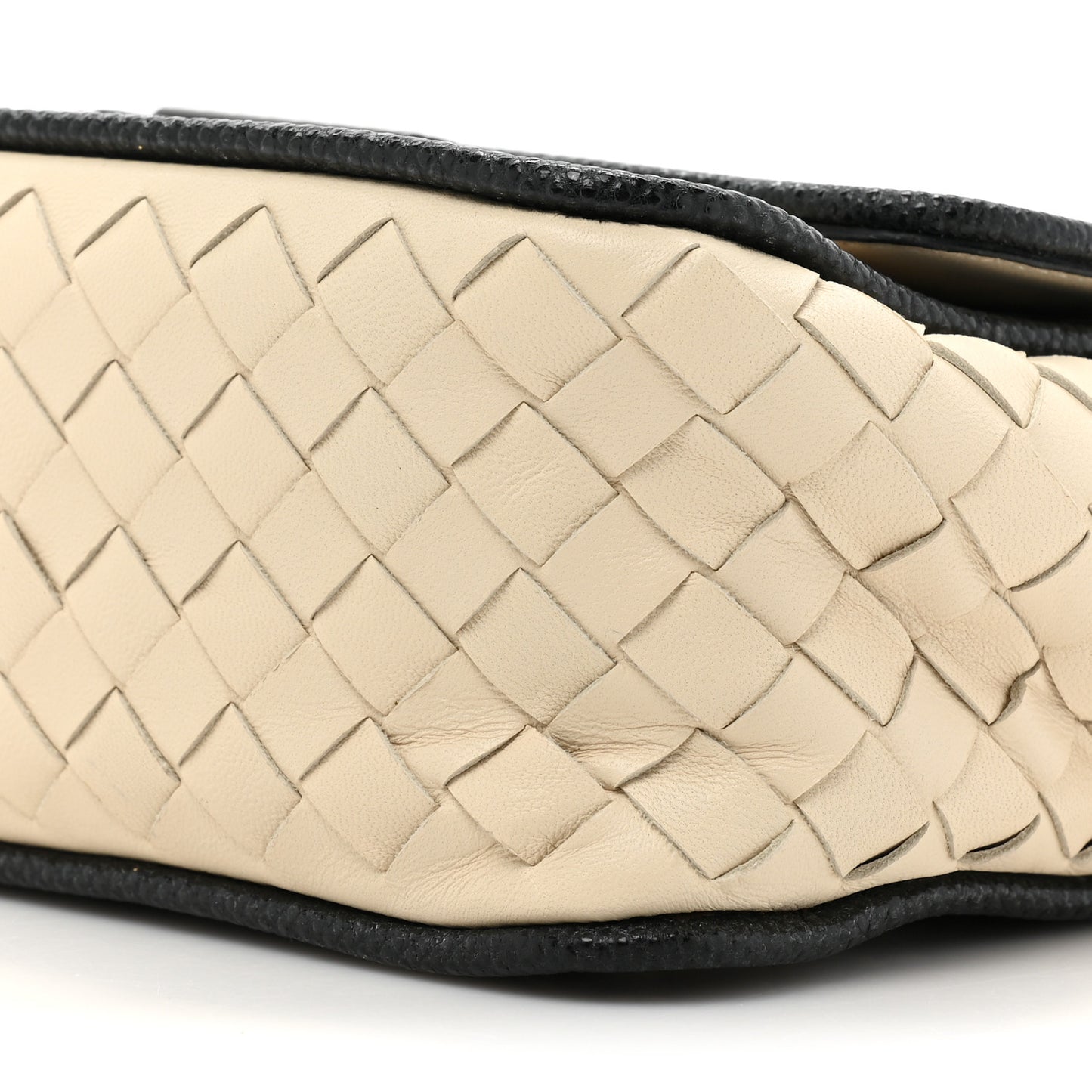 Nappa Karung Intrecciato Glass Pearl Shoulder Bag White Black