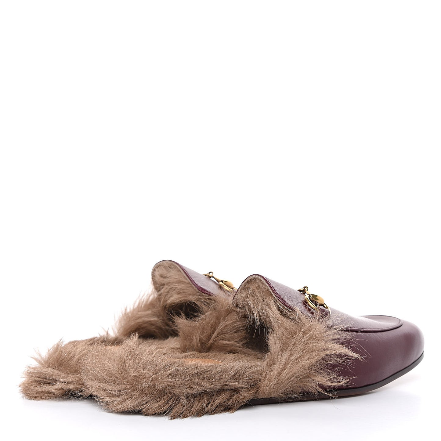 Malaga Kid Fur Mens Princetown Slippers 7.5 Vintage Bordeaux