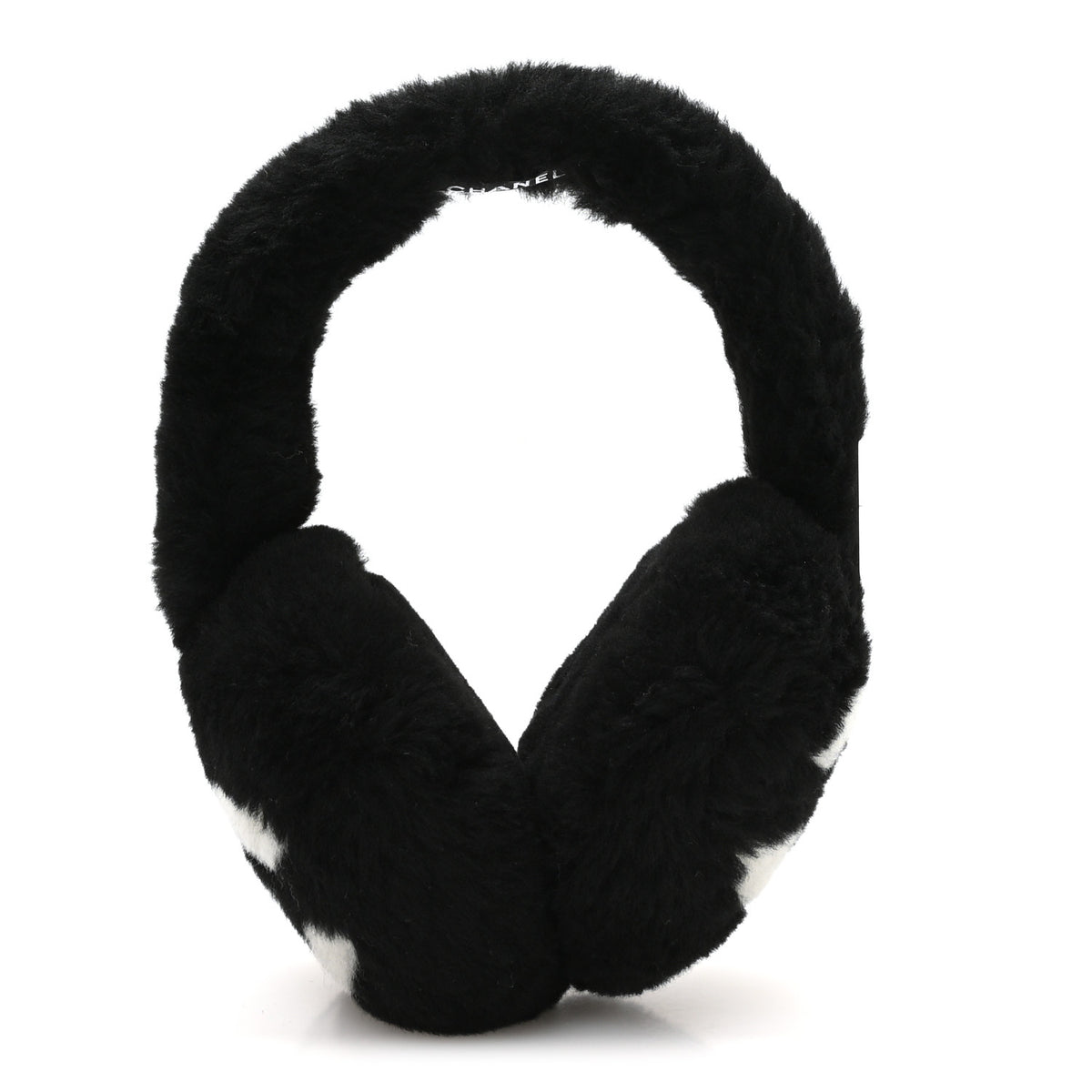 Shearling CC Ear Muffs Black White
