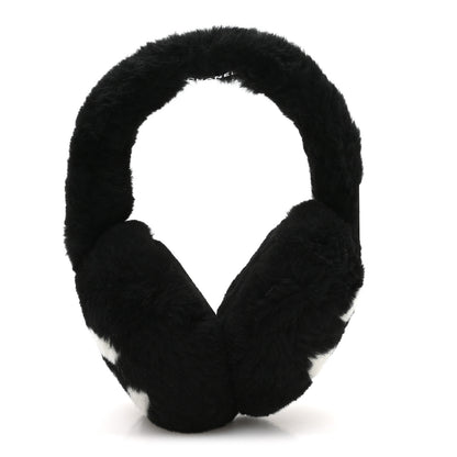 Chanel Shearling CC Ear Muffs Black White 1 of 5