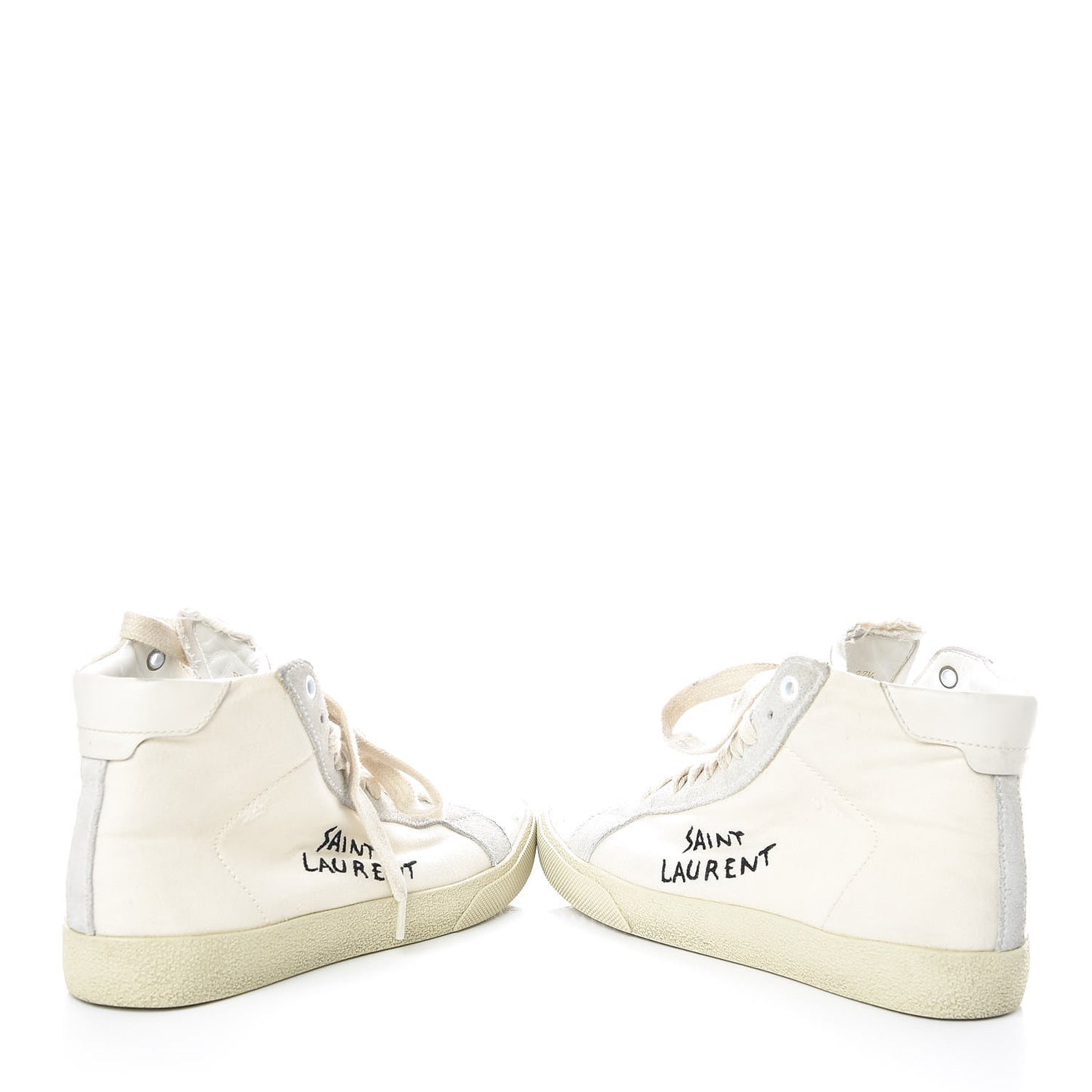 Distressed Canvas Womens Classic Court High Top Sneakers 37.5 Milk Panna