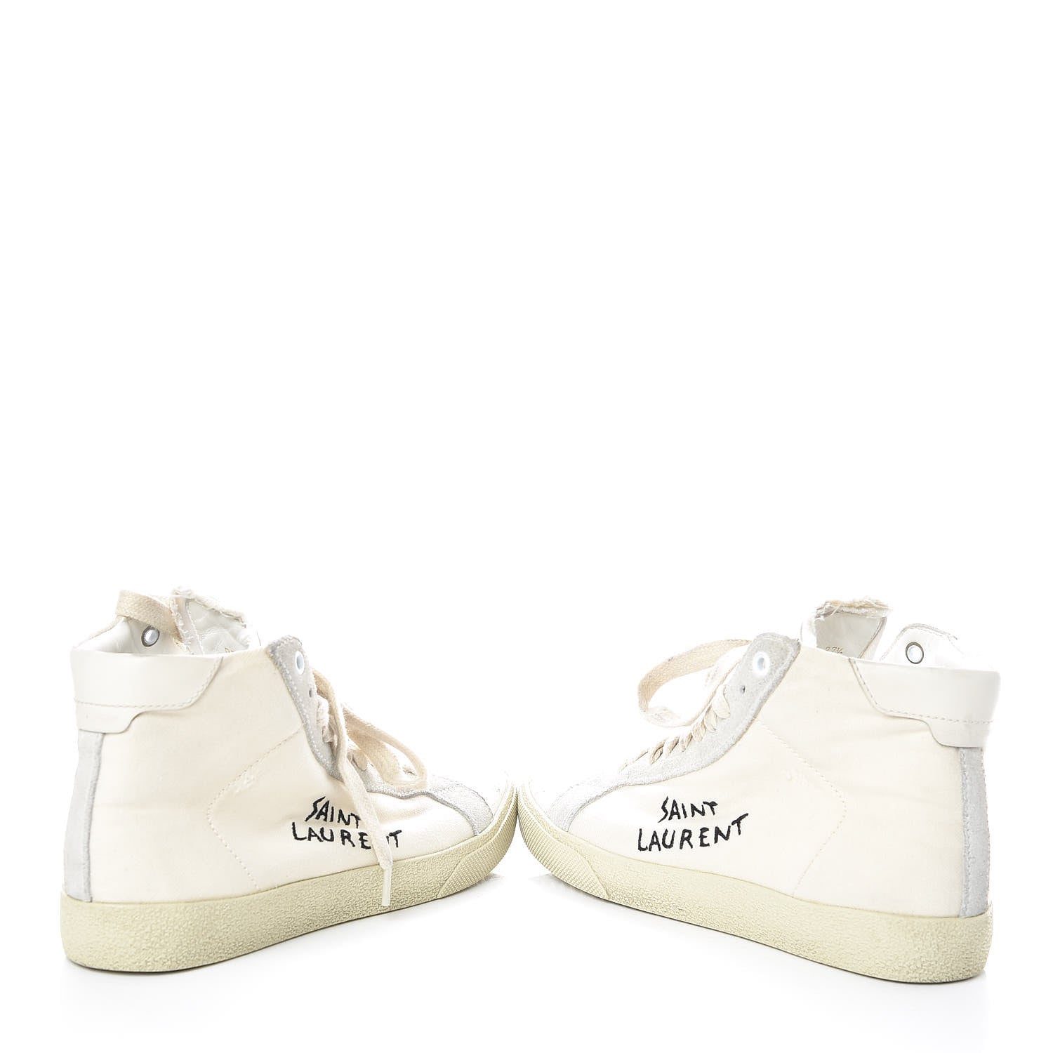 Saint Laurent Distressed Canvas Womens Classic Court High Top Sneakers 37.5 Milk Panna 6 of 12