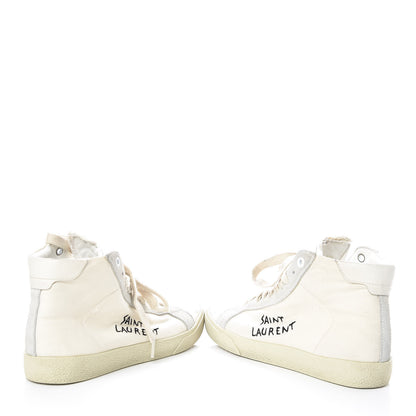 Saint Laurent Distressed Canvas Womens Classic Court High Top Sneakers 37.5 Milk Panna 6 of 12