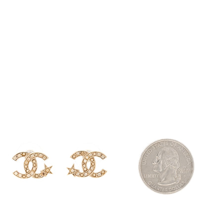 Chanel Crystal CC Starfall Earrings Gold 2 of 6