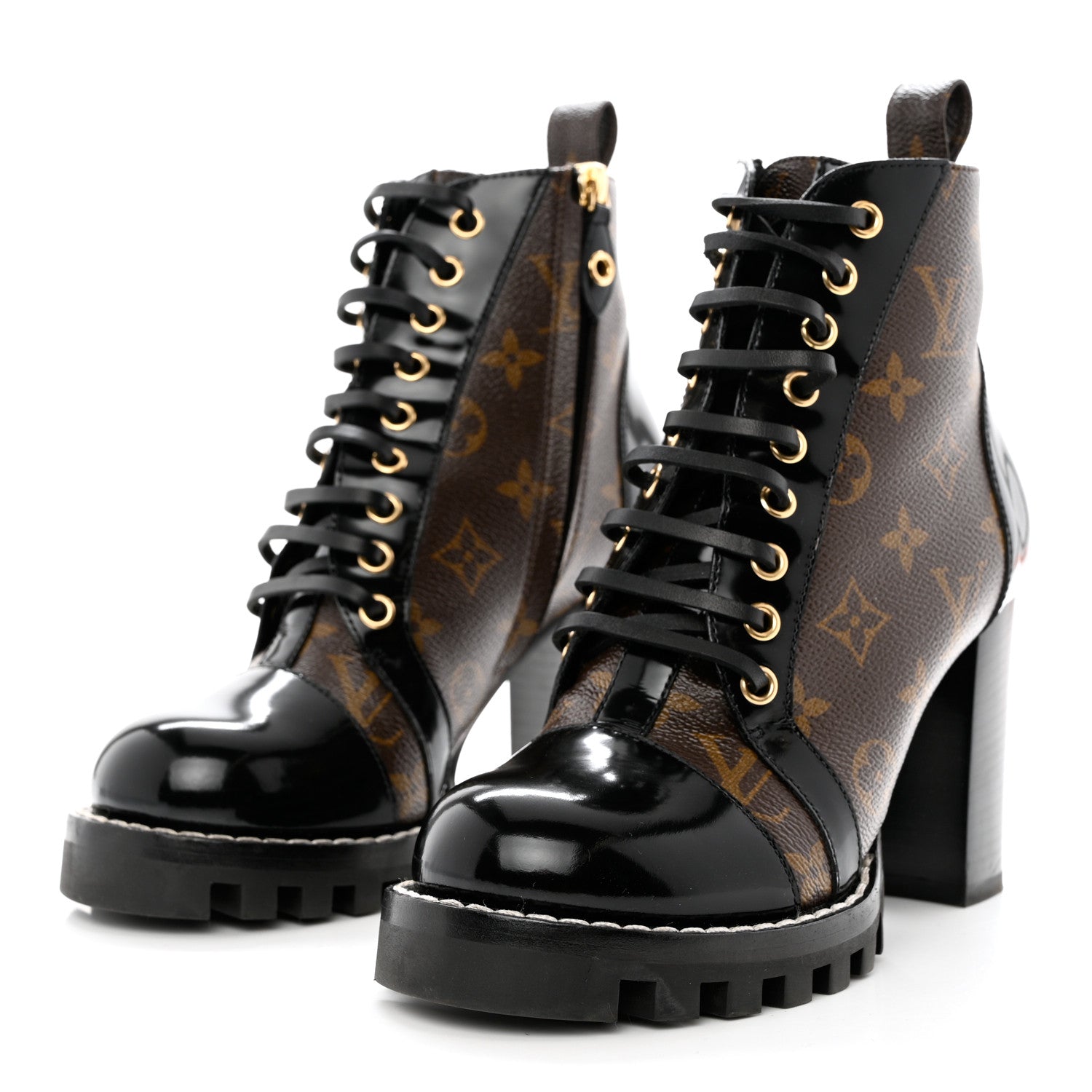 Louis Vuitton Patent Calfskin Monogram Star Trail Ankle Boots 36.5 Black 3 of 11