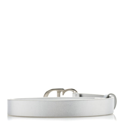 Christian Dior Metallic Calfskin Saddle Belt 80 32 Silver 2 of 8