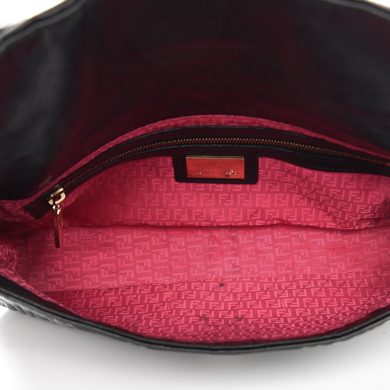 Fendi Nappa Logo Embossed Baguette Black 5 of 9