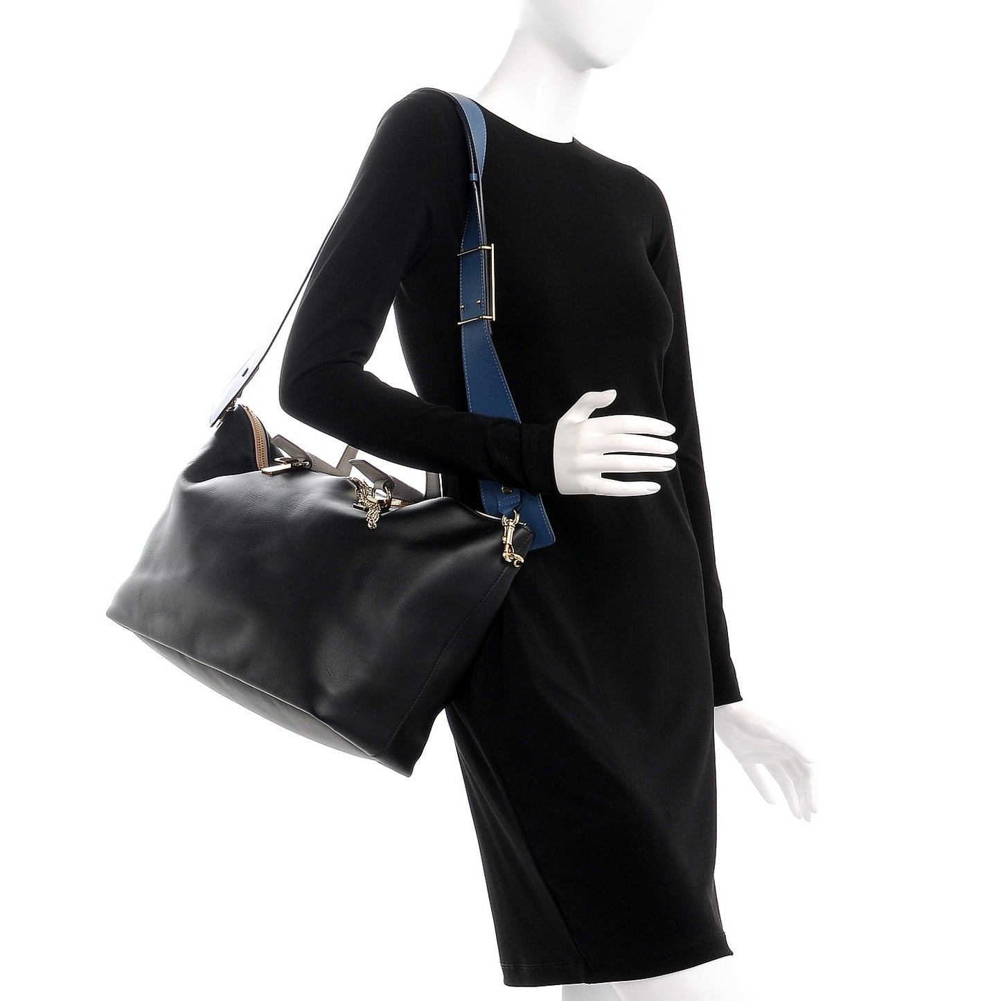 Smooth Calfskin Large Baylee Tote Black