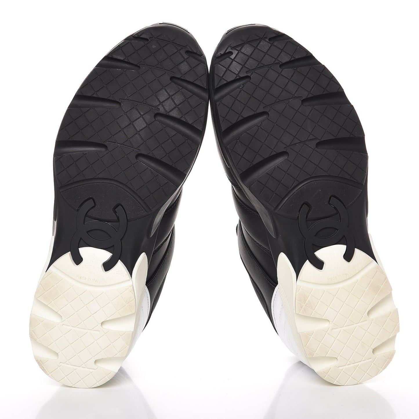 Calfskin Neoprene CC Sneakers 37.5 Black White