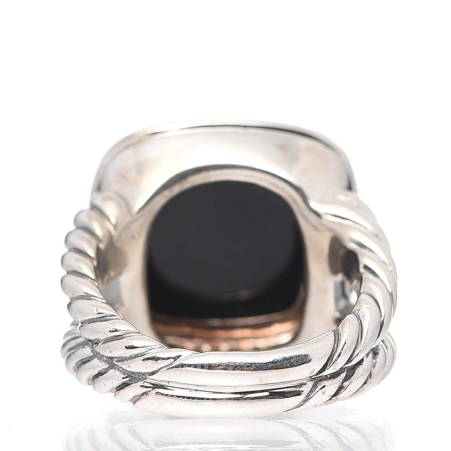 David Yurman Sterling Silver Diamond Black Onyx 14mm Albion Ring 54 6.75 4 of 5