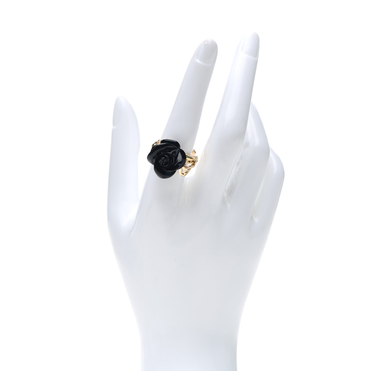 18K Yellow Gold Diamond Black Onyx Dior Pre Catelan Ring 57 8