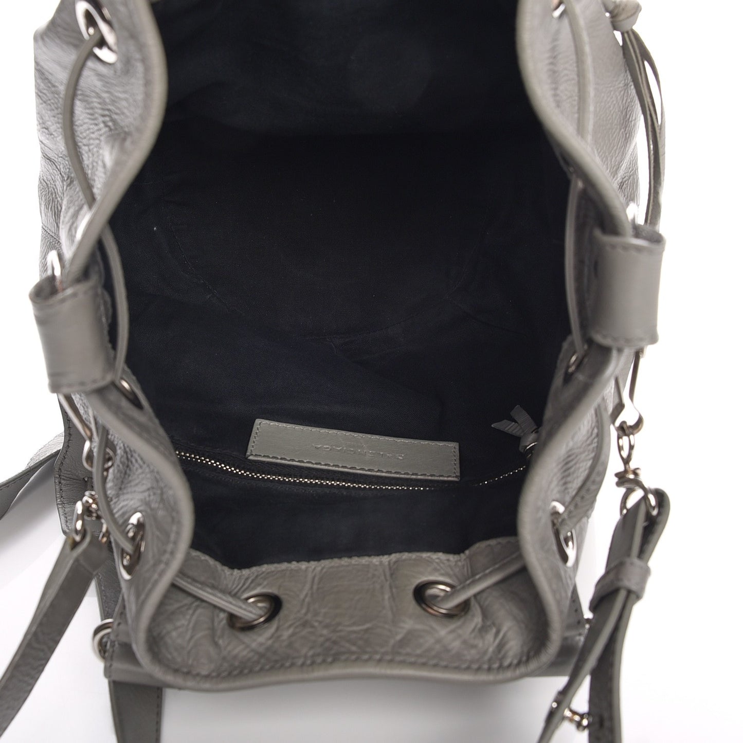 Matte Goatskin Rubber Covered Classic Hardware Mini Pompon Gris Glace