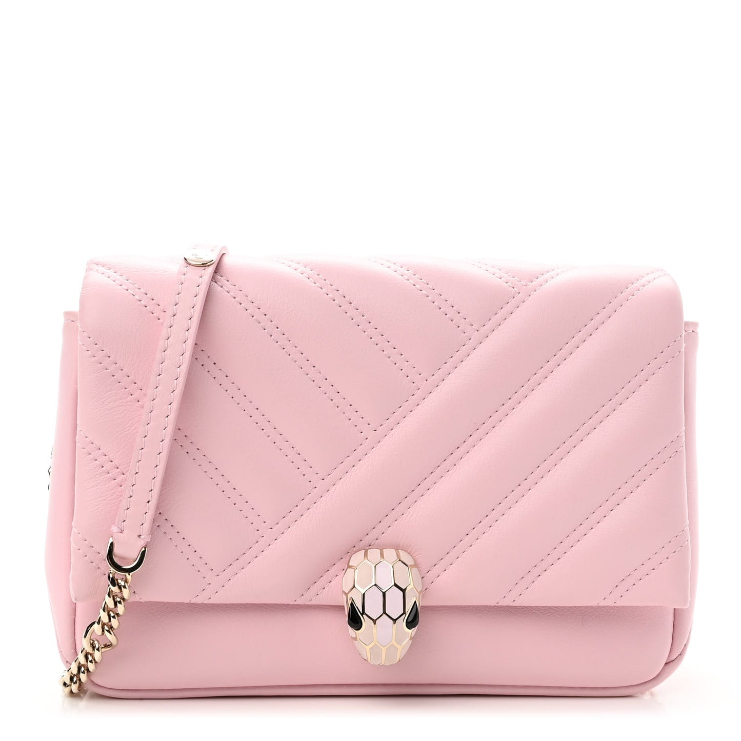 Calfskin Matelasse Serpenti Cabochon Shoulder Bag Pink