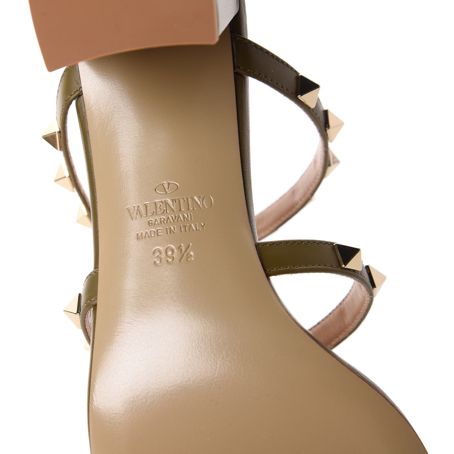 Valentino Garavani Calfskin Rockstud 60mm Caged Slide Sandals 39.5 Lichen 6 of 10