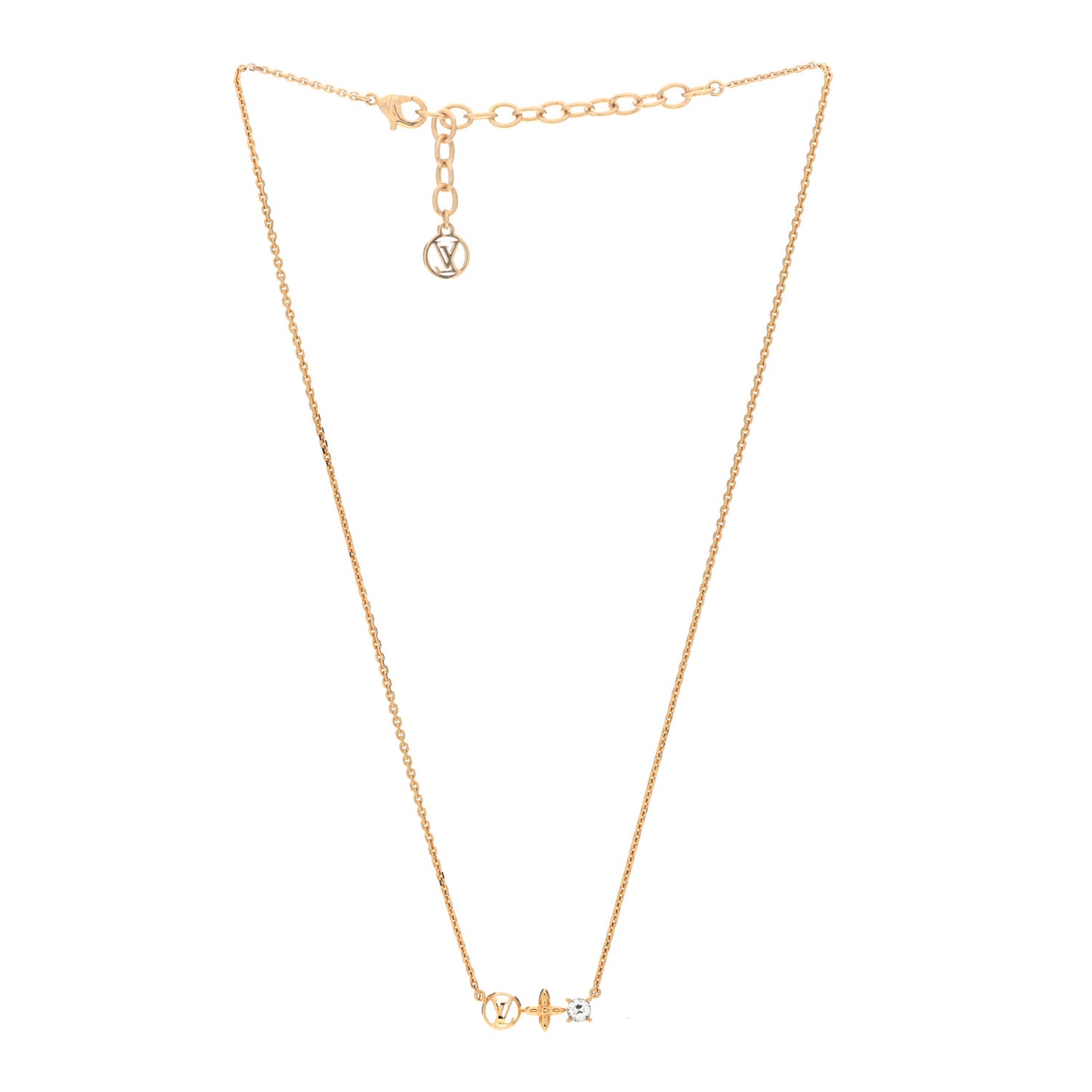 Metal Crystal Petite Louis Necklace Gold