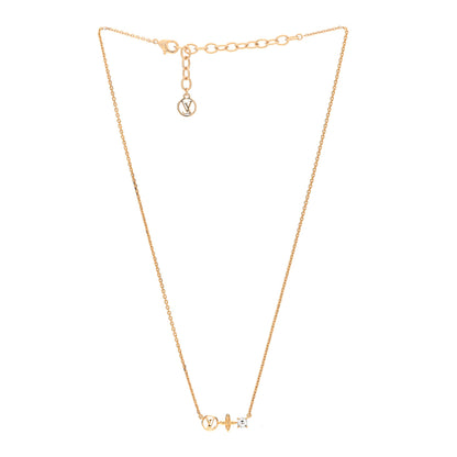 Louis Vuitton Metal Crystal Petite Louis Necklace Gold 3 of 6