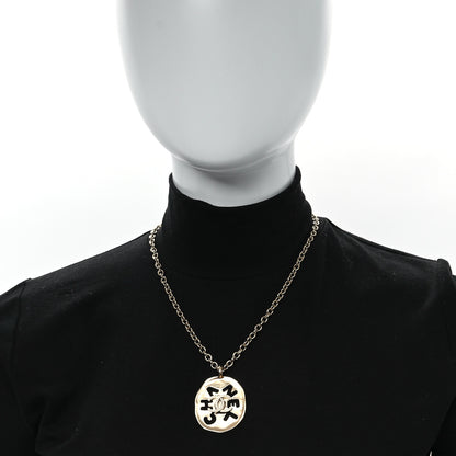 Chanel Crystal CC Medallion Logo Necklace Gold Gold 2 of 5