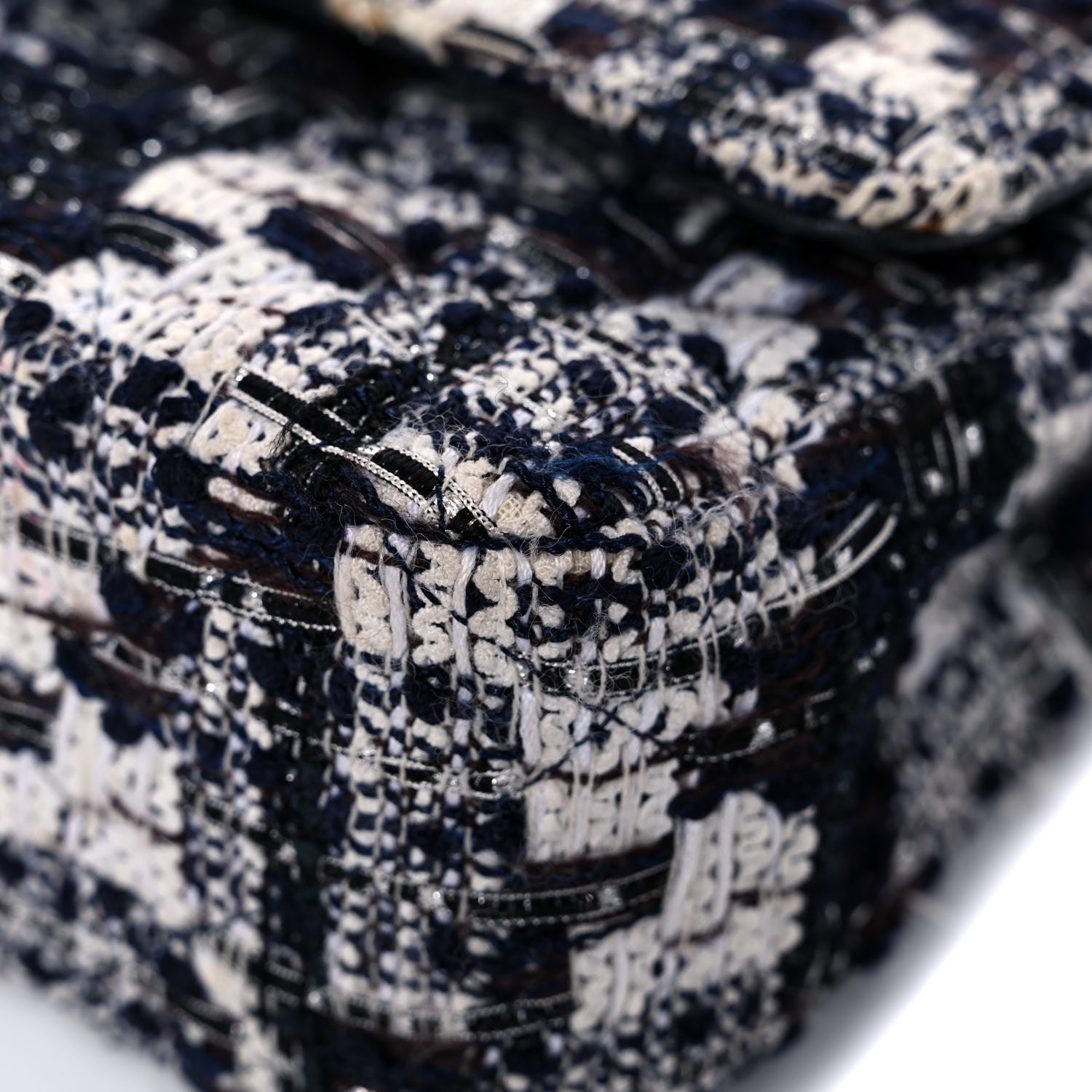 Chanel Tweed Quilted Flap Navy White 23 of 27
