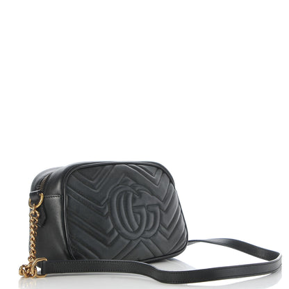 Gucci Calfskin Matelasse Small GG Marmont Chain Shoulder Bag Black 3 of 8