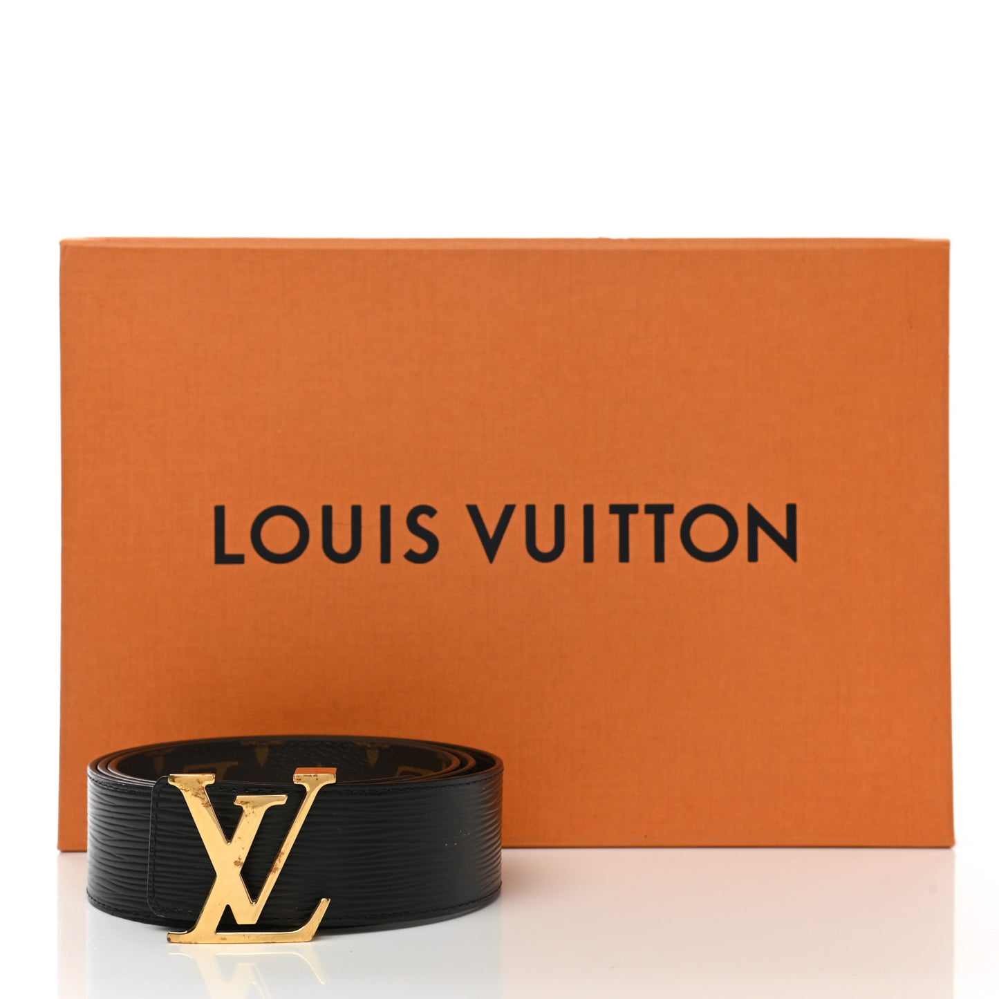 Monogram Epi LV Initiales Reversible Belt 100 40 Black