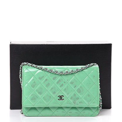 Chanel Patent Quilted Wallet On Chain WOC Green 18 of 18