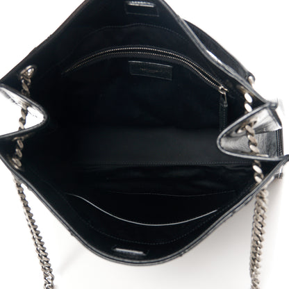 Saint Laurent Crinkled Calfskin Matelasse Monogram Medium Niki Shopper Tote Black 5 of 11