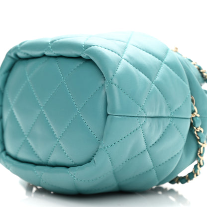 Chanel Lambskin Quilted Mini Pearl CC Drawstring Bucket Bag Blue 10 of 10