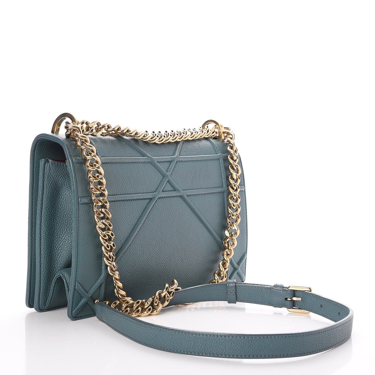 Grained Calfskin Medium Diorama Flap Bag Agave Green