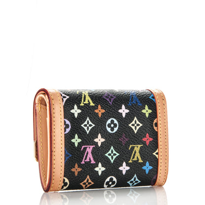Louis Vuitton Monogram Multicolor Porte-Monnaie Plat Coin Purse Black 3 of 6