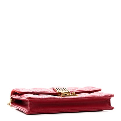 Christian Dior Lambskin Cannage Dioraddict Wallet On Chain Clutch Fuchsia 4 of 10