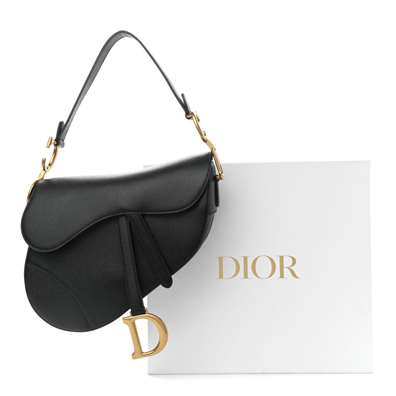 Christian Dior Grained Calfskin Saddle Bag Black 11 of 11