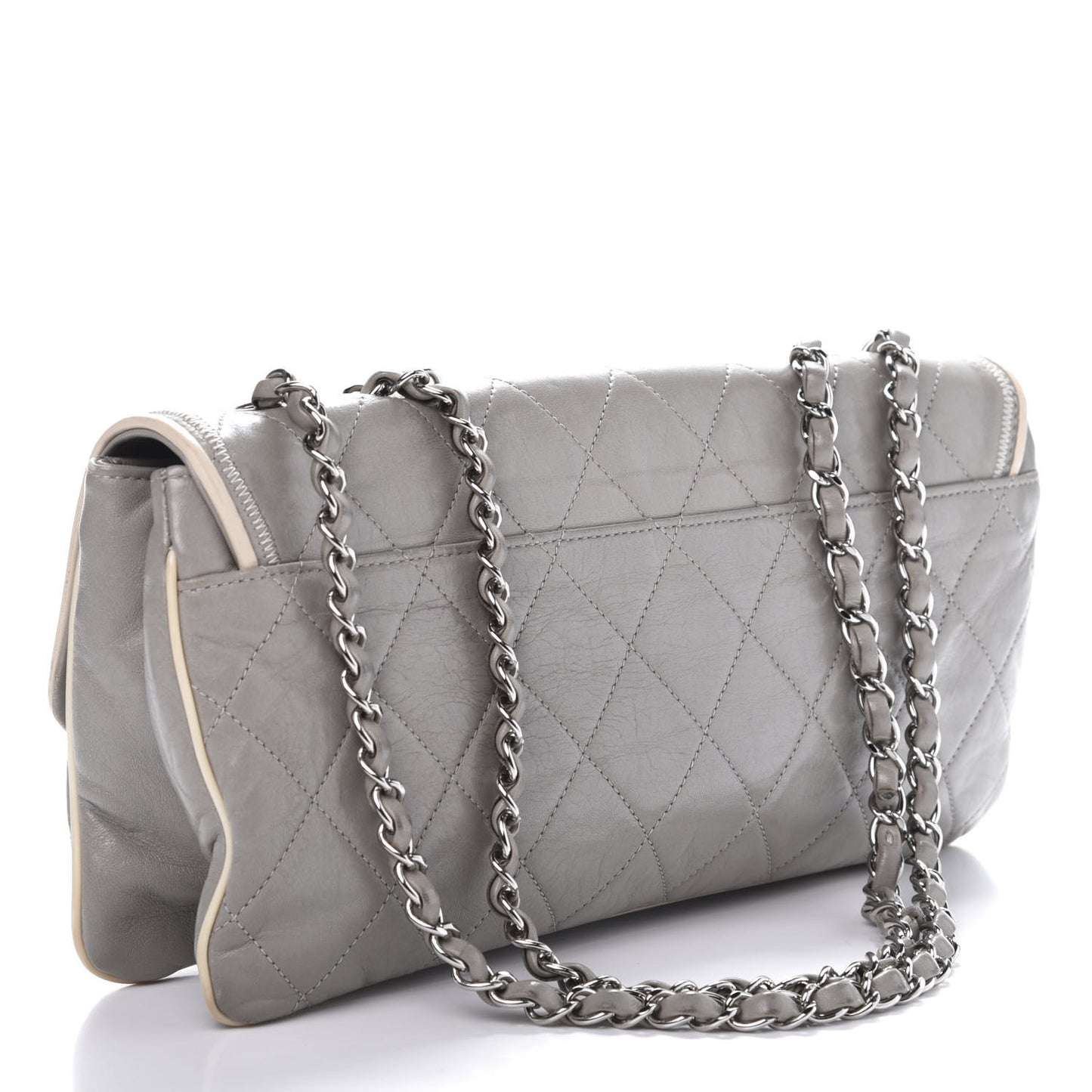 Lambskin East West Mademoiselle Flap Grey