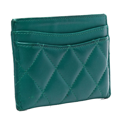 Chanel Lambskin Quilted Card Holder Green 2 of 5