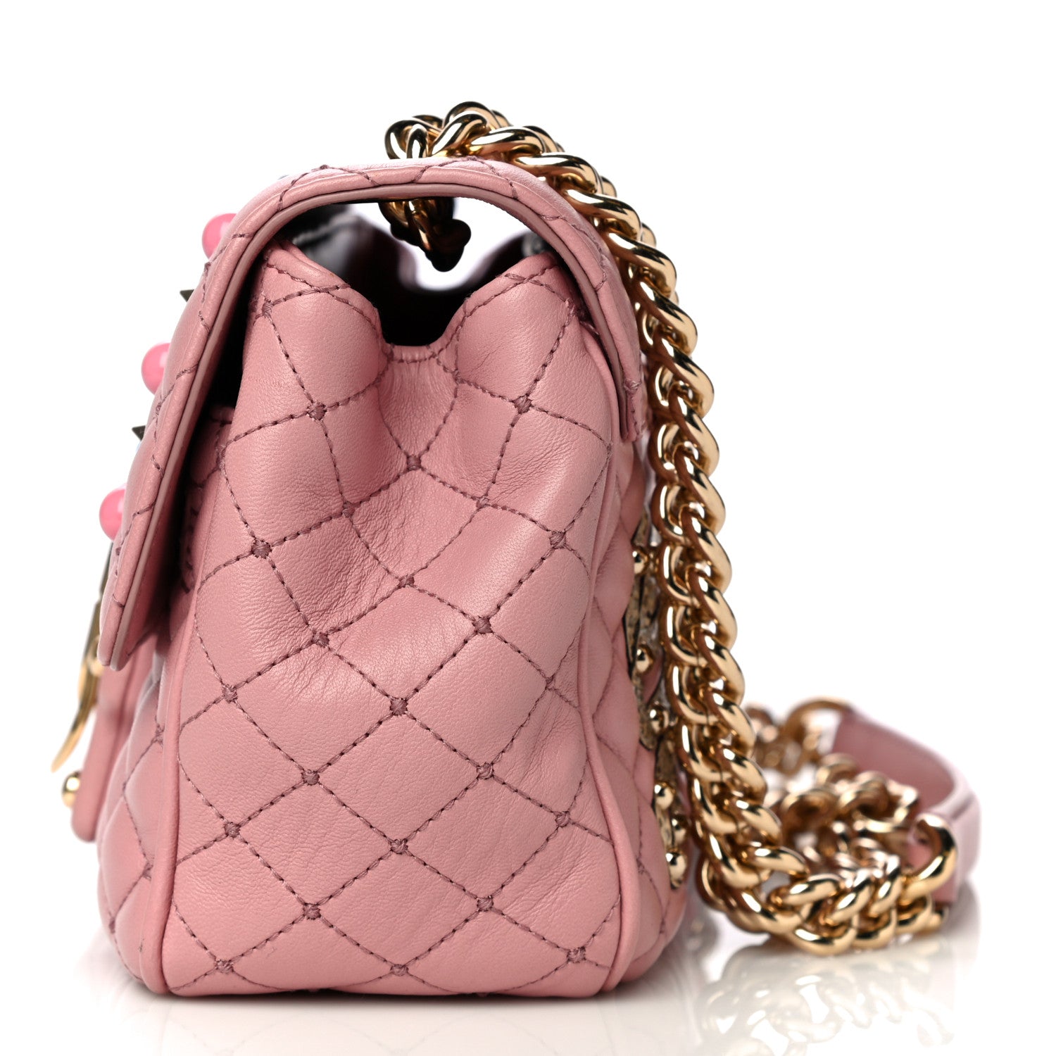 Dolce & Gabbana Lambskin Watersnake Embellished Lucia Shoulder Bag Rosa 14 of 15