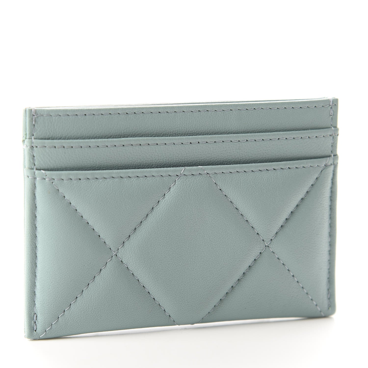 Chanel Shiny Goatskin Quilted 19 Card Holder Light Blue 3 of 8