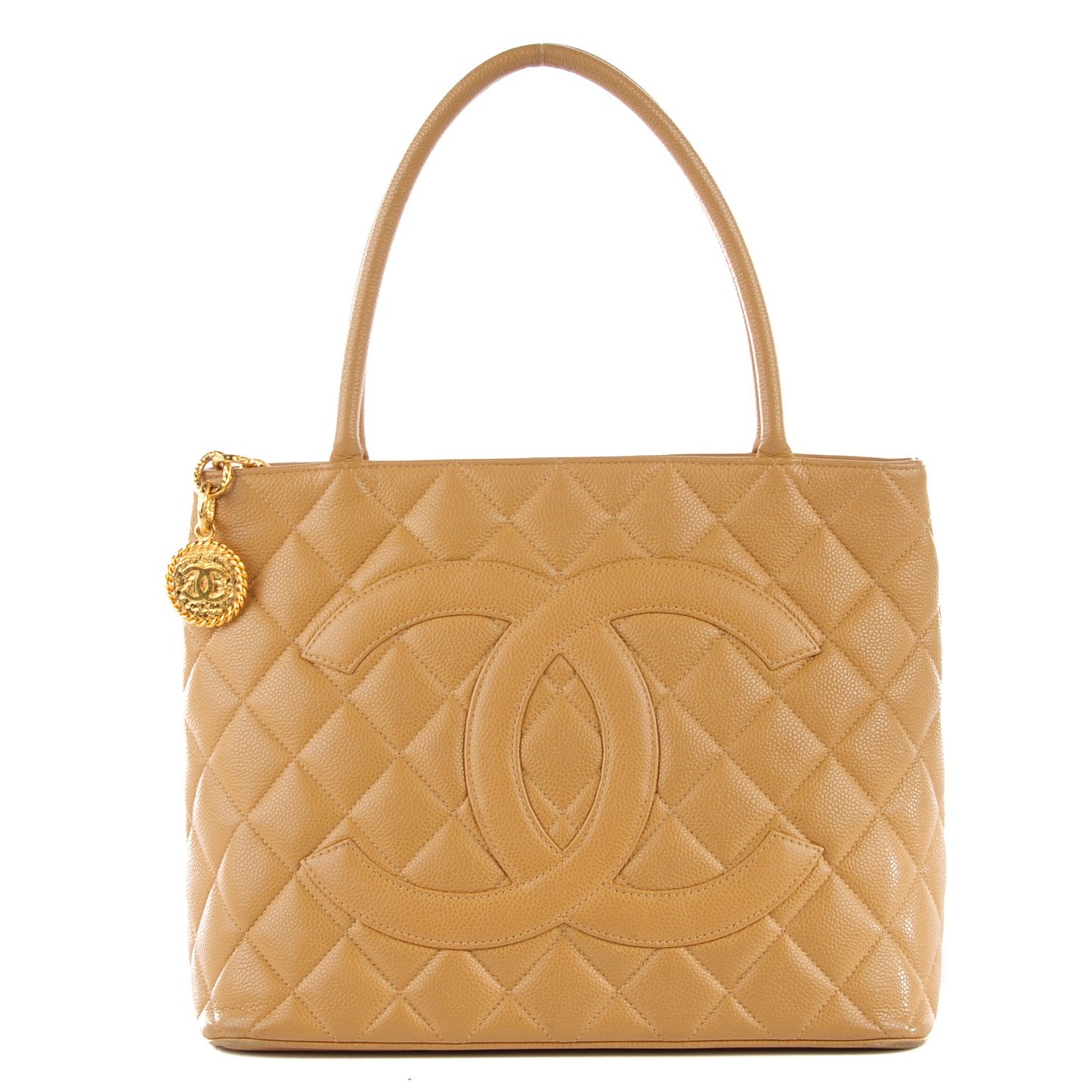 Caviar Quilted Medallion Tote Beige