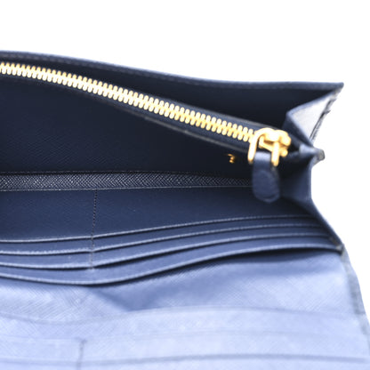 Prada Saffiano Metal Continental Flap Travel Wallet Bluette 6 of 12