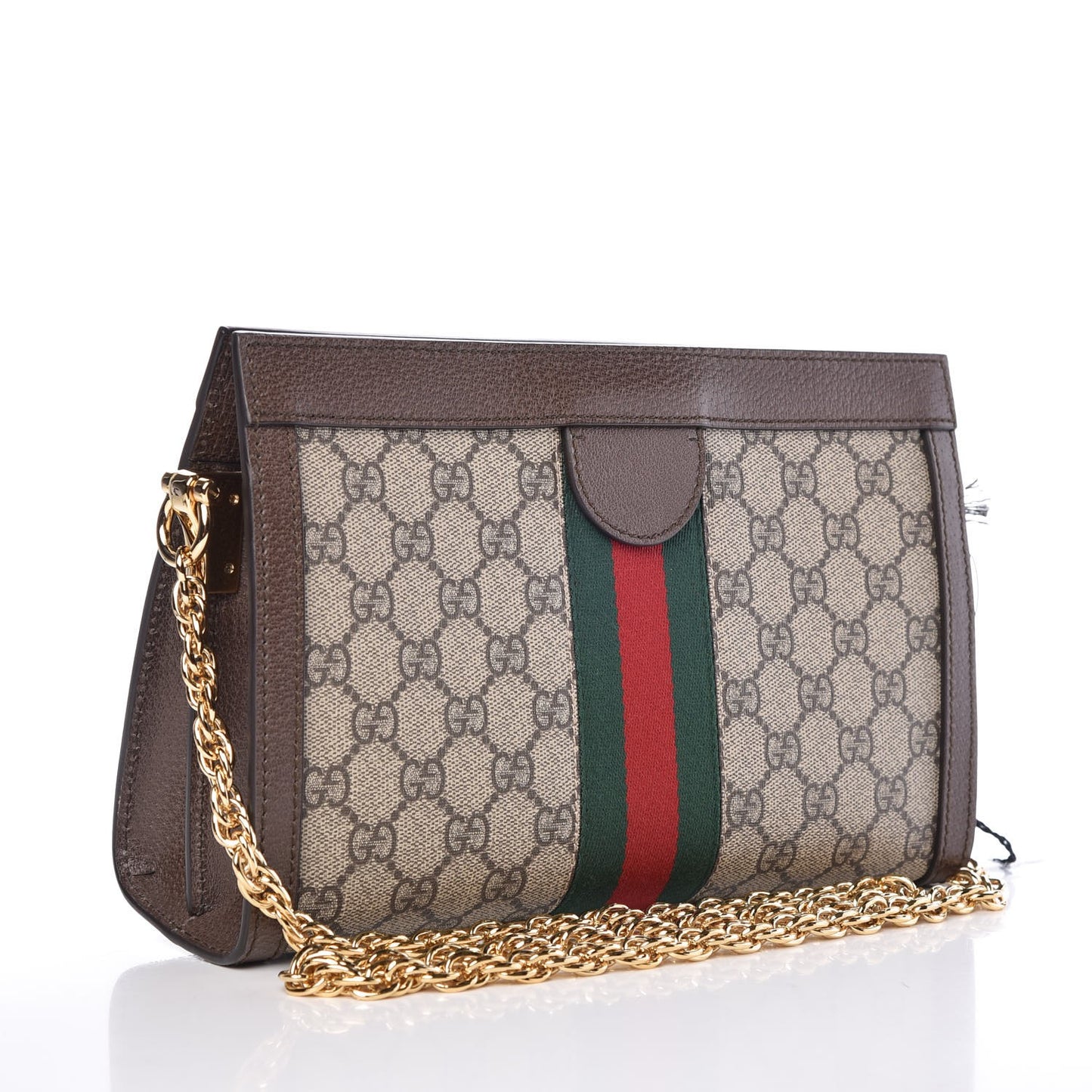 GG Supreme Monogram Web Small Ophidia Chain Shoulder Bag Brown