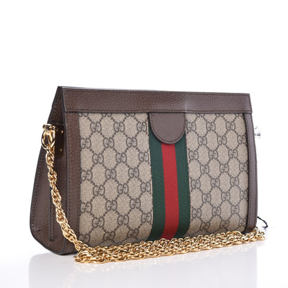 Gucci GG Supreme Monogram Web Small Ophidia Chain Shoulder Bag Brown 3 of 8
