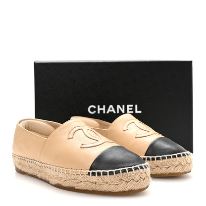 Chanel Lambskin CC Espadrilles 36 Beige Black 9 of 10