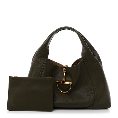 Gucci Grained Calfskin Softbit Maxi Shoulder Bag Forest Green 3 of 11