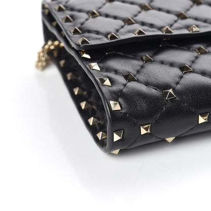 Valentino Garavani Lambskin Rockstud Spike Wallet on Chain Black 9 of 10