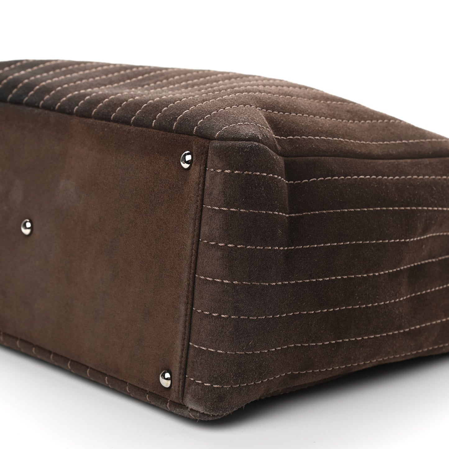Suede Quilted Vertical Tote Brown