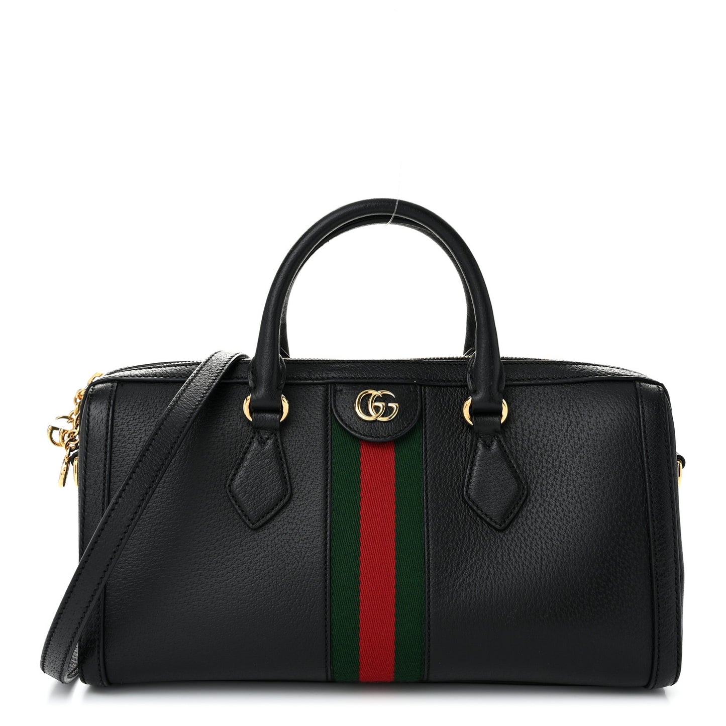 Textured Dollar Calfskin Web Medium Ophidia Boston Black